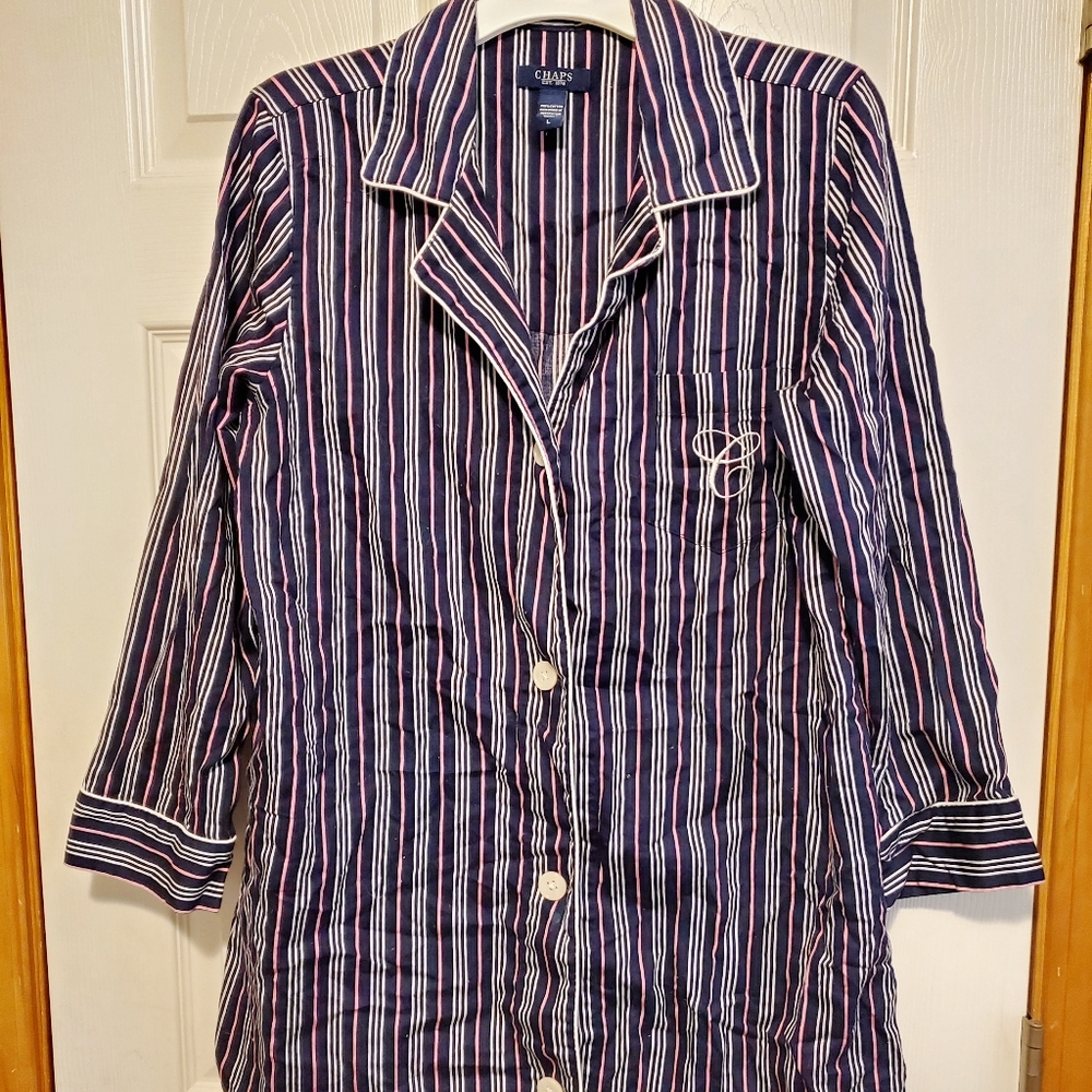 Chaps dress shirt night gown pajamas size L